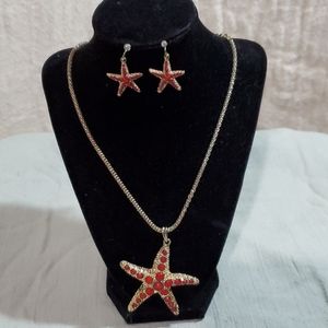 Large Starfish Necklace and Earrings Set